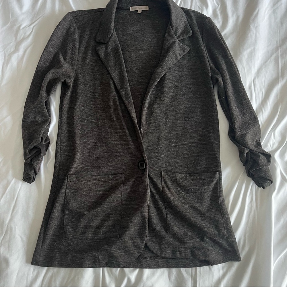 Charlotte Russe Blazer Jacket Lightweight Junior 5 Rouched Sleeve Cuff